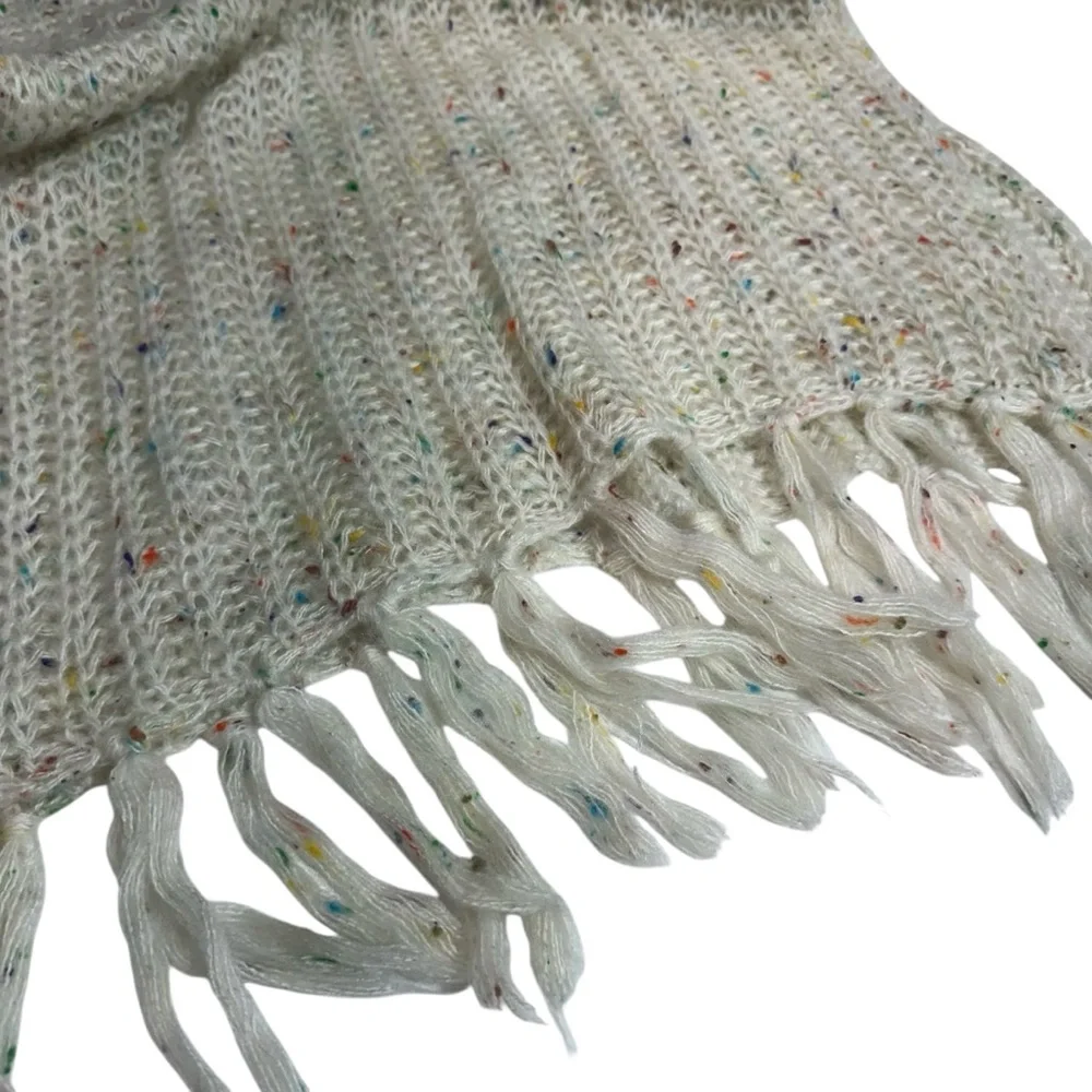 Steve Madden Open Knit Cream Rainbow Speckled Scarf‎